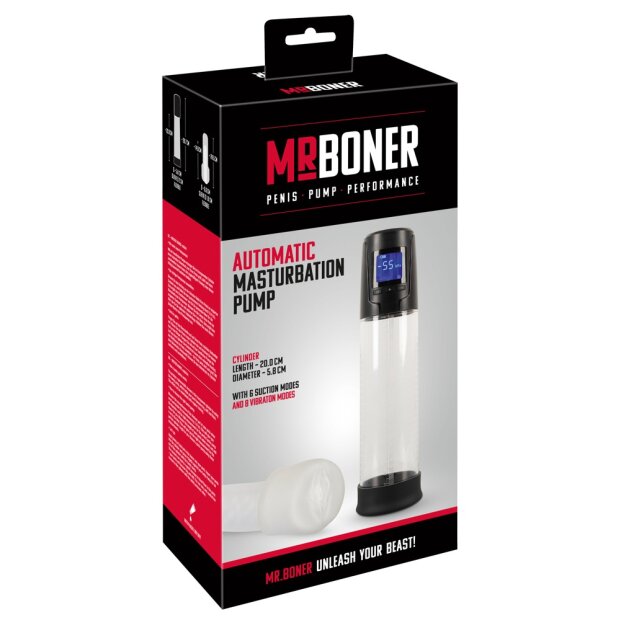 You2Toys Mister Boner Automatische 2 in 1 Penispumpe Transparent 28,7 cm ⌀ 5,8 cm