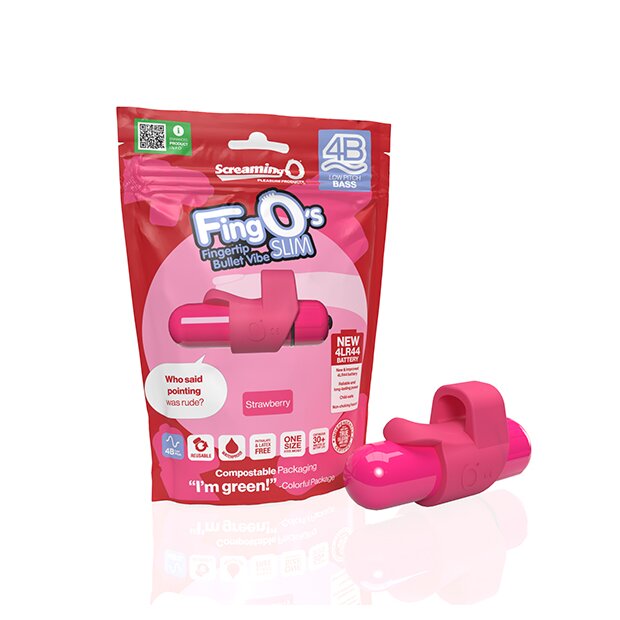 The Screaming O 4B FingO SlimStrawberry Mini Vibrator Pink