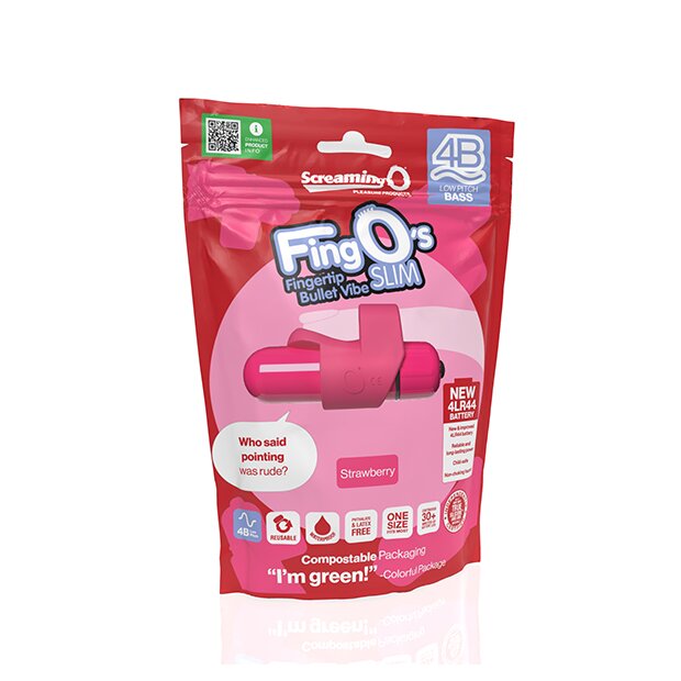 The Screaming O 4B FingO SlimStrawberry Mini Vibrator Pink