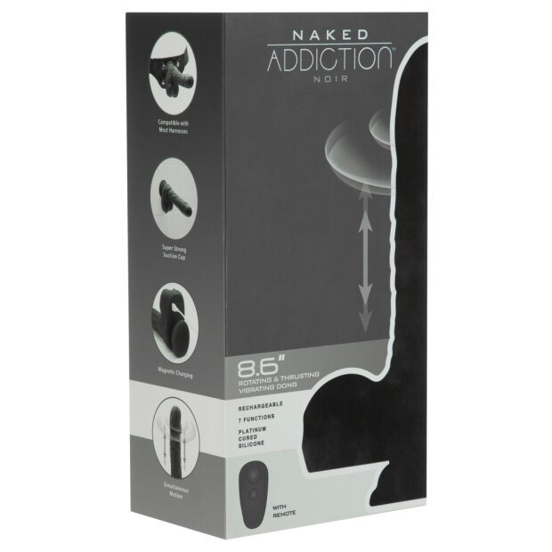 Naked Addiction Vibrateur de choc avec ventouse compatible Strap-On noir