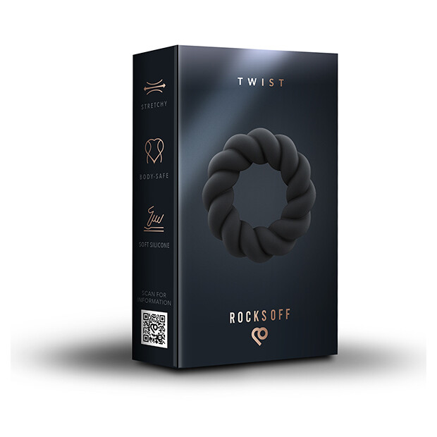 Rocks-off - Twist Non Vibrating Liquid Silicone Ring Black