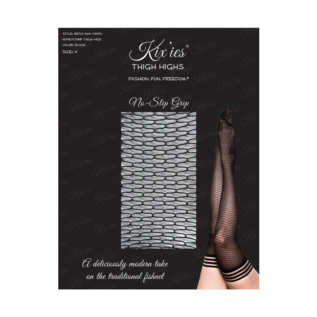 Kixies Beth Ann halterlose Netz-Strümpfe schwarz S - XL