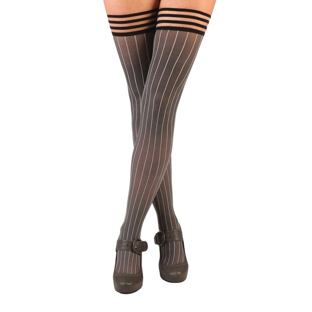 Kixies Annabelle hold-up stockings striped gray S