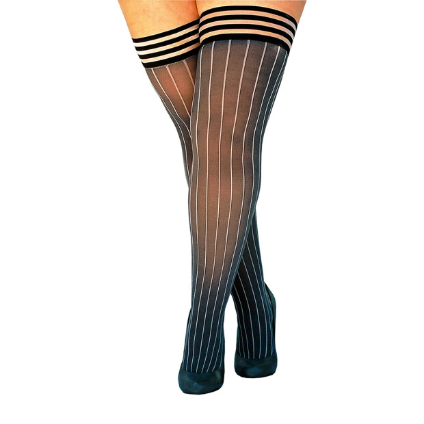 Kixies Annabelle hold-up stockings striped gray S