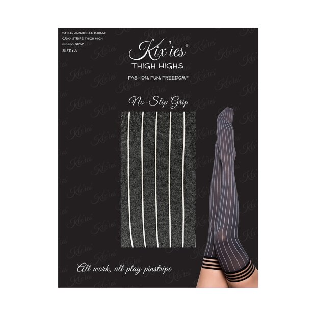 Kixies Annabelle hold-up stockings striped gray S