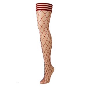 Kixies Claudia hold-up stockings large net pattern red S