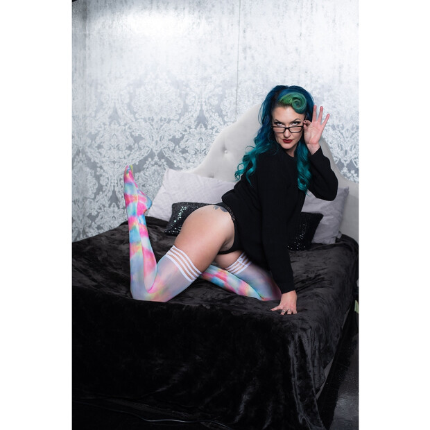 Kixies Gilly halterlose Strümpfe mit batik Muster mehrfarbig S - XL