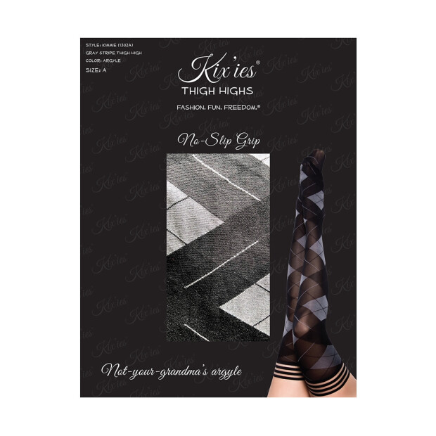 Kixies Kimmie halterlose Strümpfe Karomuster schwarz S - XL