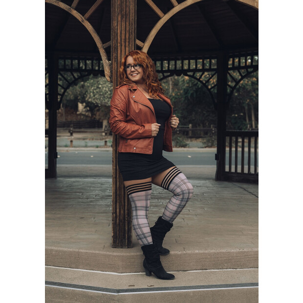 Kixies Lori bas autofixants à carreaux gris S