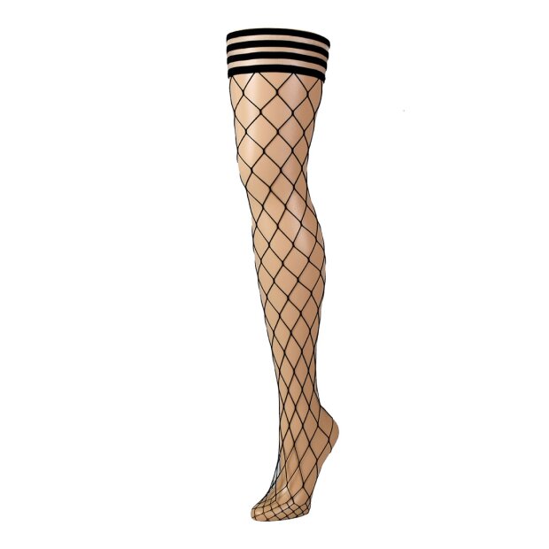 Kixies Michelle hold-up stockings large mesh pattern black S