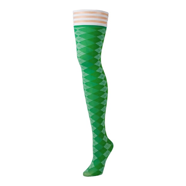 Kixies Par 4 hold-up stockings plaid/ diamond pattern green S