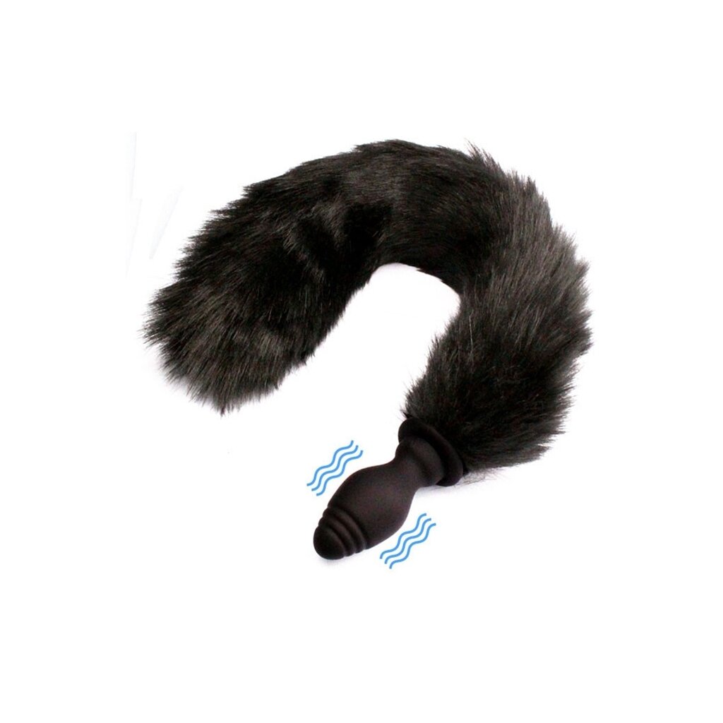 Kinky Puppy Vibration Fox Tail Butt Plug WIRELESS BLACK, 42,50