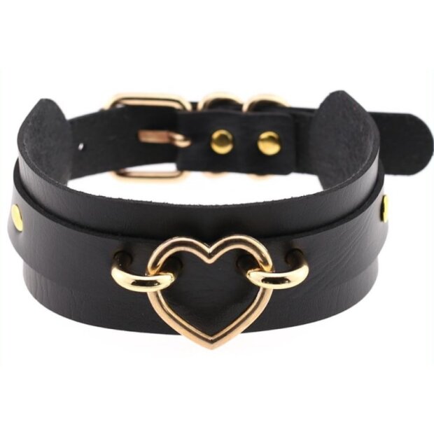 Joy Jewels Fancy Golden Heart Necklace Black