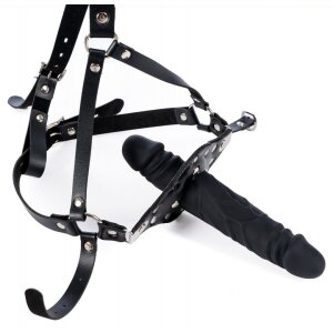 KINKgear Strap Dick Gag with Insertable Dildo Schwarz 12cm