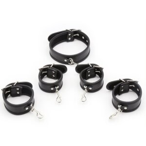 KINKgear Restriction Collar and Handcuffs Set Schwarz