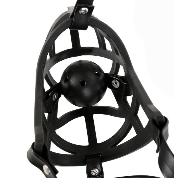 Kinky Puppy Muzzle Strap Hoods With Mouth Gag BLACK