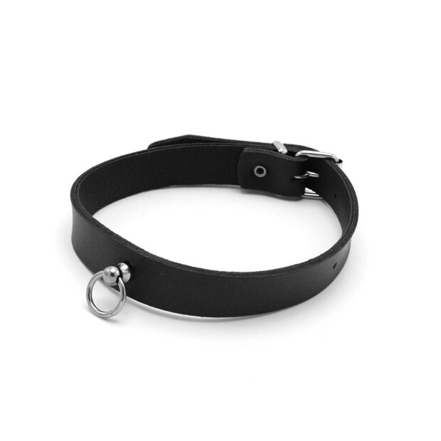 Kiotos Leather Collar Mini O-Ring Black