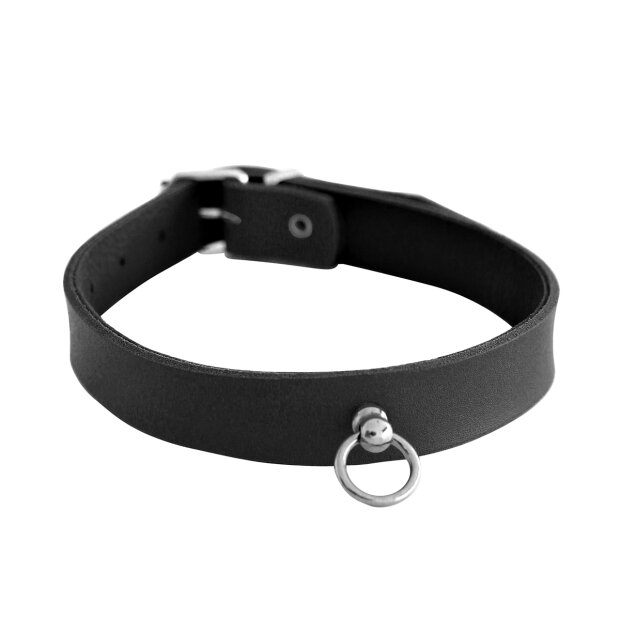 Kiotos Leather Collar Mini O-Ring Black