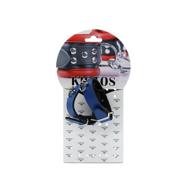 Kiotos Leather Handcuffs Mini O-Ring Blue