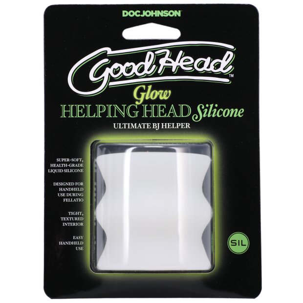 Doc Johnson Glow Helping Head Silicone Masturbator Sleeve Frost / Green Glow