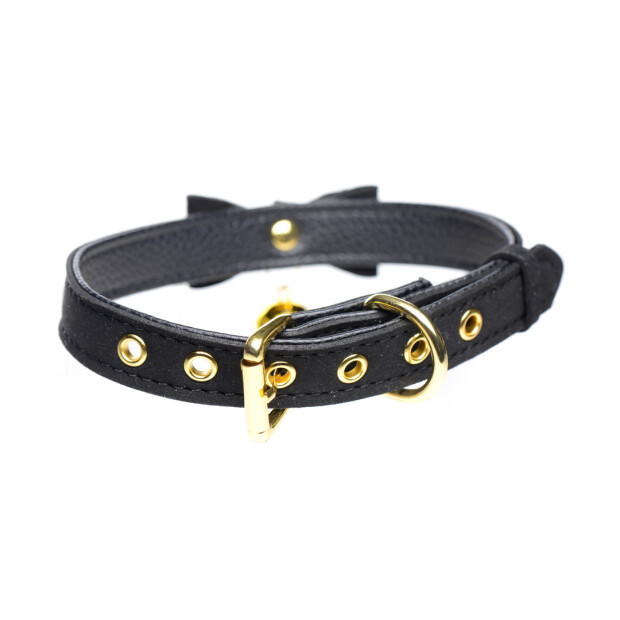 XR Brands Golden Kitty Cat Bell Collar Black/Gold