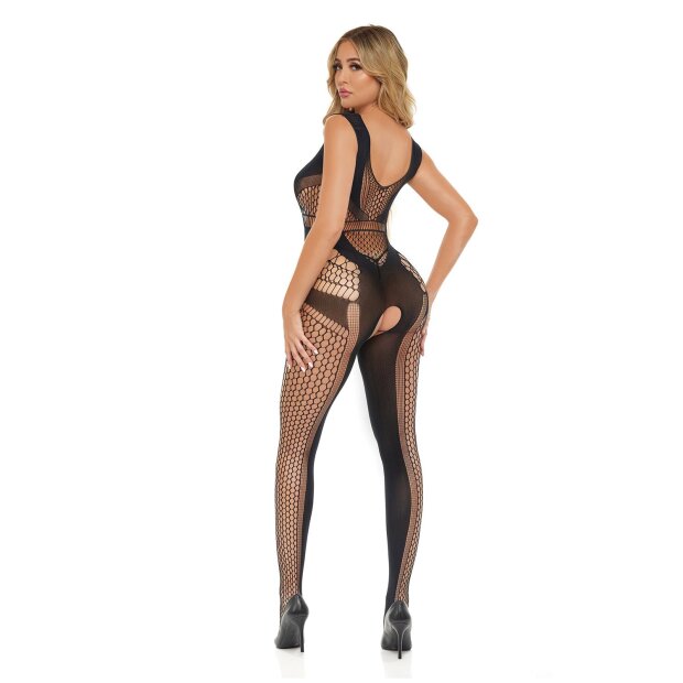 Catch Feelings Crotchless Bodystocking Black, OS