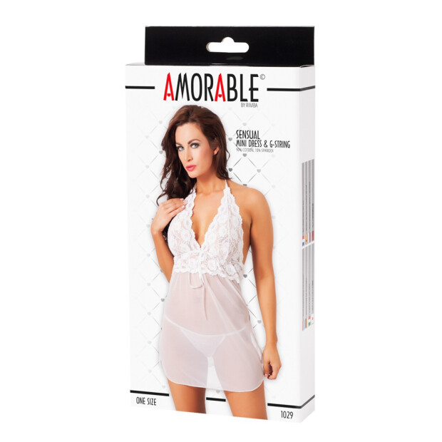 Amorable by Rimba Mini Dress with G-String White One Size
