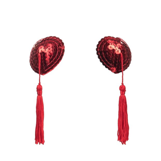 Amorable by Rimba Nipple Covers with Fringes Red