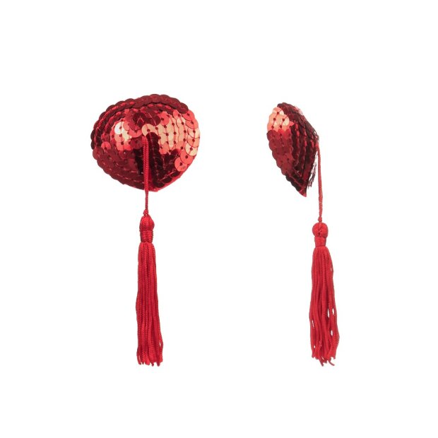 Amorable by Rimba Nipple Covers with Fringes Red