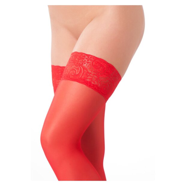 Amorable by Rimba Hold-Up Stockings One Size Red