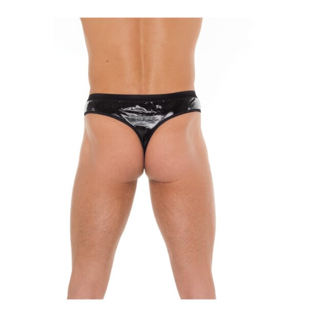 Amorable by Rimba Transparent thong with patent look One Size Black