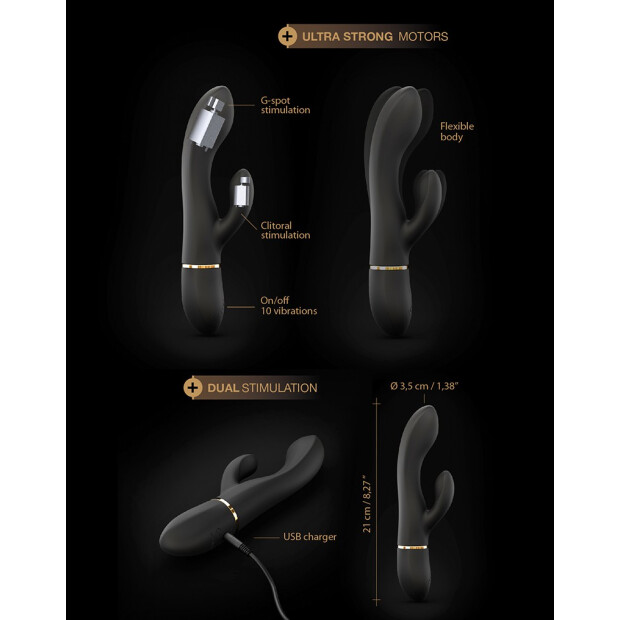 DORCEL Glam Rabbit Vibrator Schwarz 22 cm