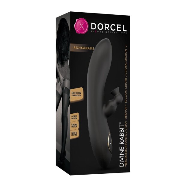 DORCEL Divine Rabbit Sucker Vibrator Schwarz 20,3 cm ⌀ 3,86 cm