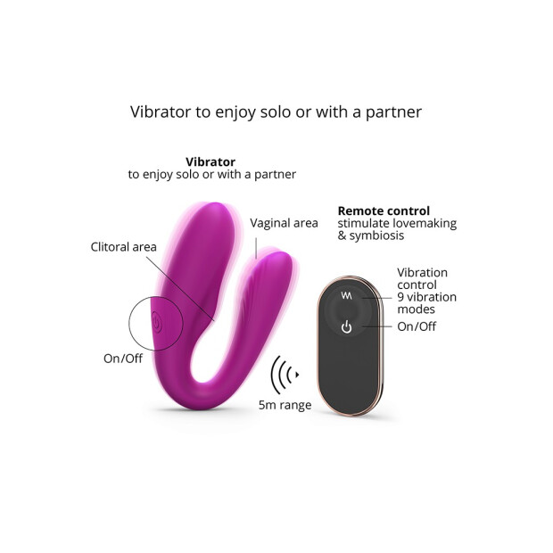 Love to Love Couples Vibrator with 9 Vibration Modes and Remote Control Pink