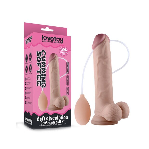 LoveToy Gode éjaculateur avec testicules 23 cm Beige