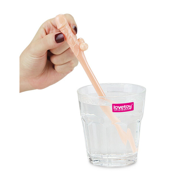 LoveToy Strohalme in Penisform Beige