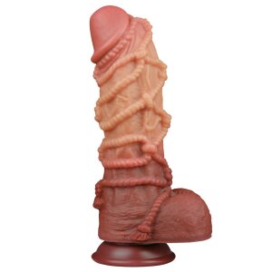 LoveToy - Extreme Dildo with Rope Pattern 26.5 cm - Brown...