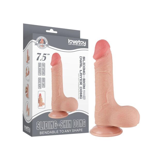 LoveToy - Sliding Skin Dildo 19.5 cm (Ø 3.7 cm) - Nude