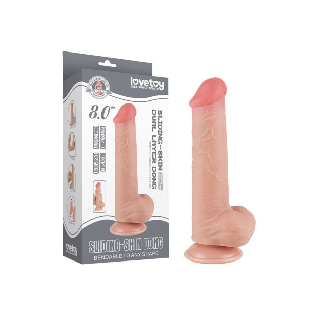 LoveToy - Sliding Skin Dildo 20.8 cm (Ø 4 cm) - Nude
