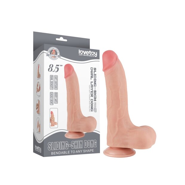 LoveToy - Sliding Skin Dildo 22 cm (Ø 4.3 cm) - Nude