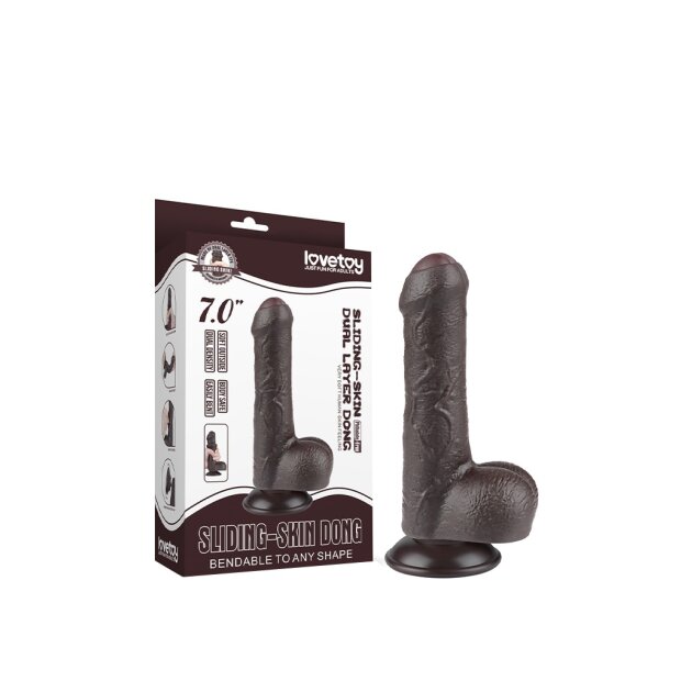 LoveToy - Sliding Skin Dildo 18.3 cm (Ø 3.5 cm) - Black