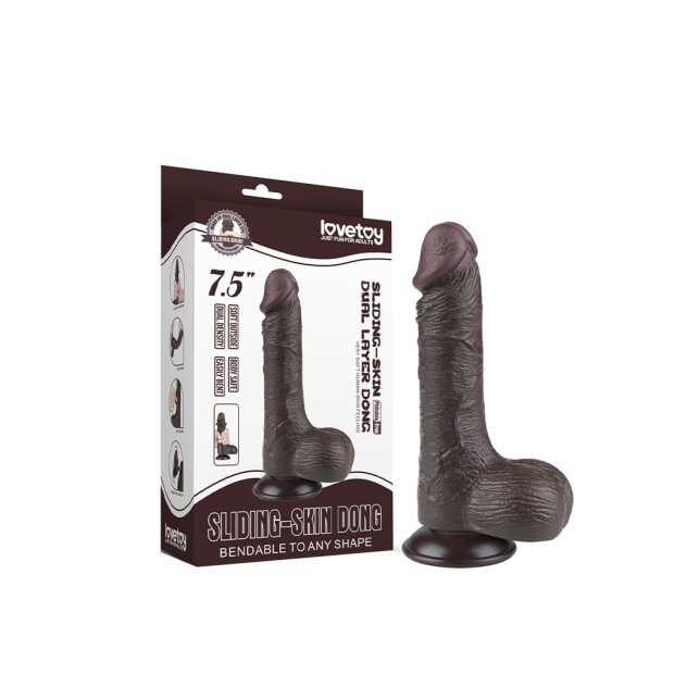 LoveToy - Sliding Skin Dildo 19.5 cm (Ø 3.7 cm) - Black