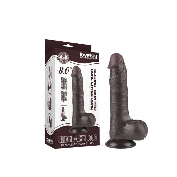 Lovetoy Sliding Skin Dildo Realistisch Schwarz 20 cm ⌀ 3,9 cm