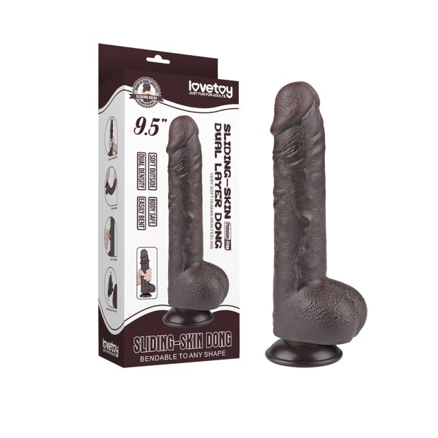 Lovetoy Sliding Skin Dildo Saugnapf Schwarz 24 cm