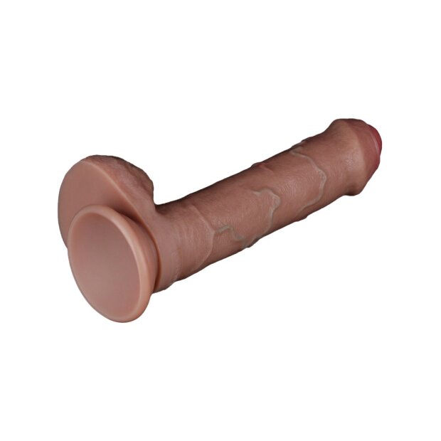 LoveToy - Dual Layered Silicone Dildo 20.5 cm (Ø 4 cm) - Brown