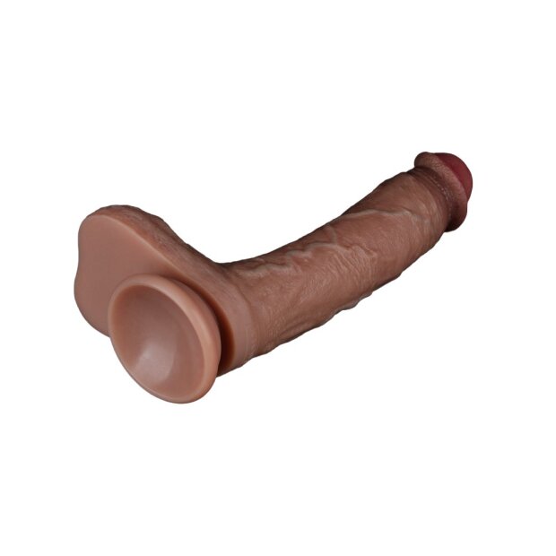 LoveToy - Dual Layered Silicone Dildo 21.5 cm (Ø 4.2 cm) - Brown