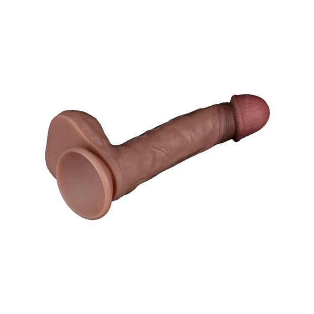 LoveToy - Dual Layered Silicone Dildo 22.5 cm (Ø 4.2 cm) - Brown