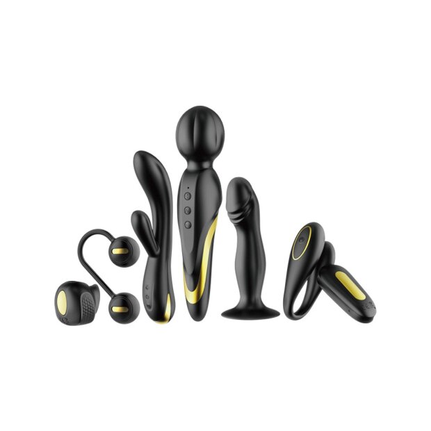 Pretty Love Queens Luxury Collection Vibrator Set Black with 18K Gold Finish