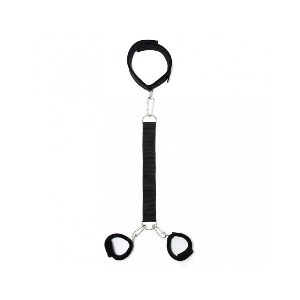 Rimba Soft Collar With Strap to Soft Handcuffs Black