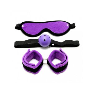 Rimba Soft Bondage Set Purple/Black 3 Pieces